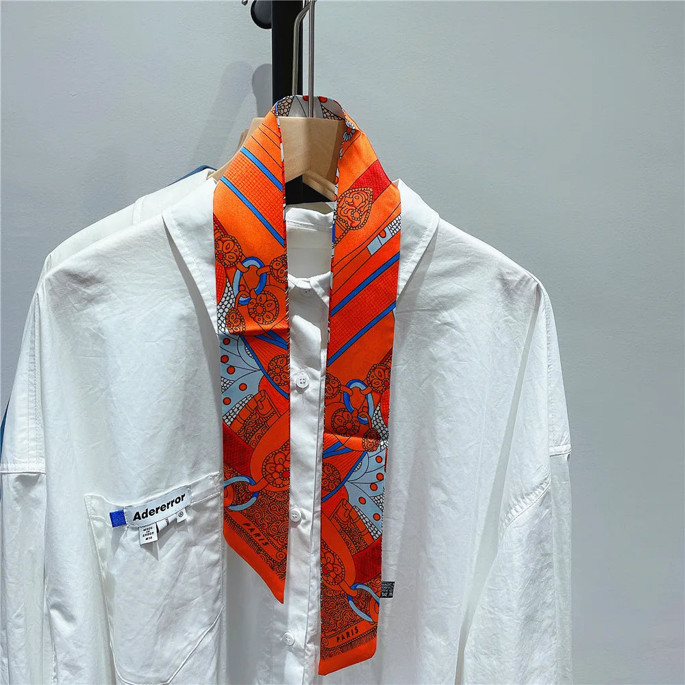 Gorgeous Saddle Print Silk Scarf – Elegant 2023 Designer Style for Hair, Bags & Neck