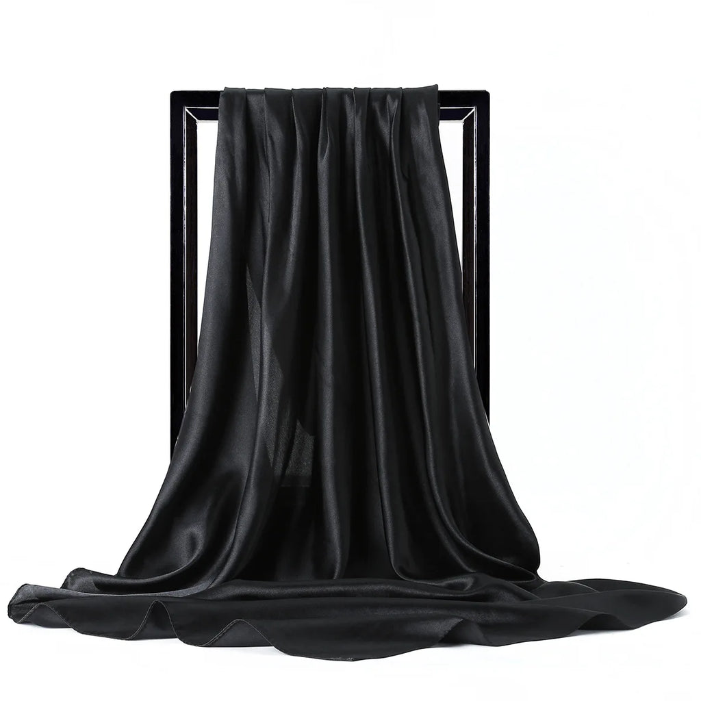 Luxury Silk Satin Scarf – Solid Color Hijab & Shawl Wrap, Elegant 90×90 cm Design