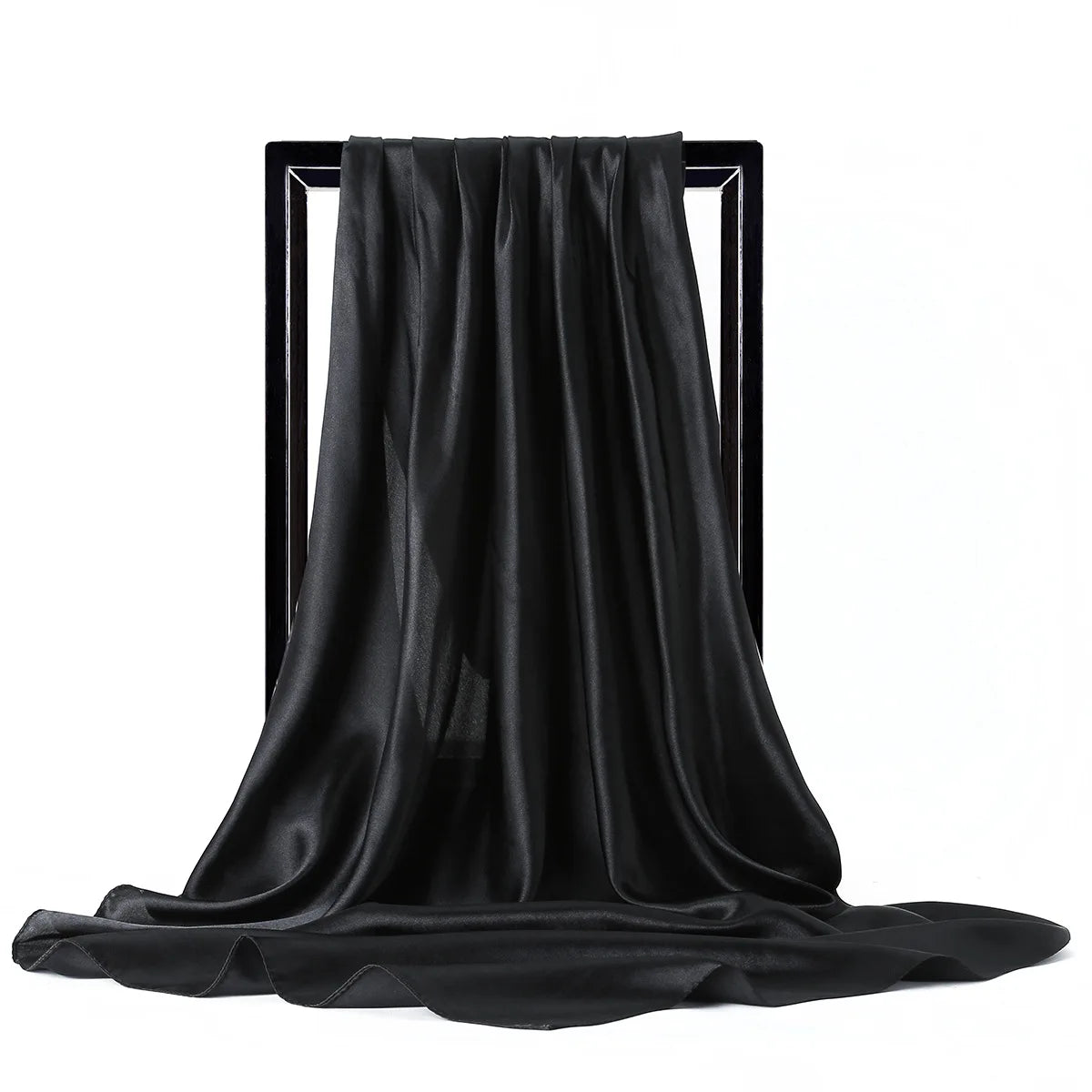 Luxury Silk Satin Scarf – Solid Color Hijab & Shawl Wrap, Elegant 90×90 cm Design