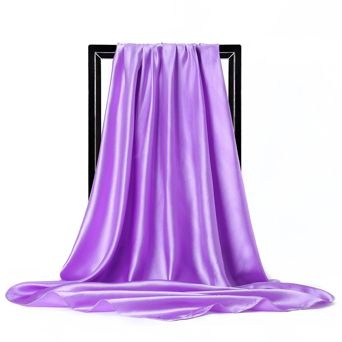 Luxury Silk Satin Scarf – Solid Color Hijab & Shawl Wrap, Elegant 90×90 cm Design