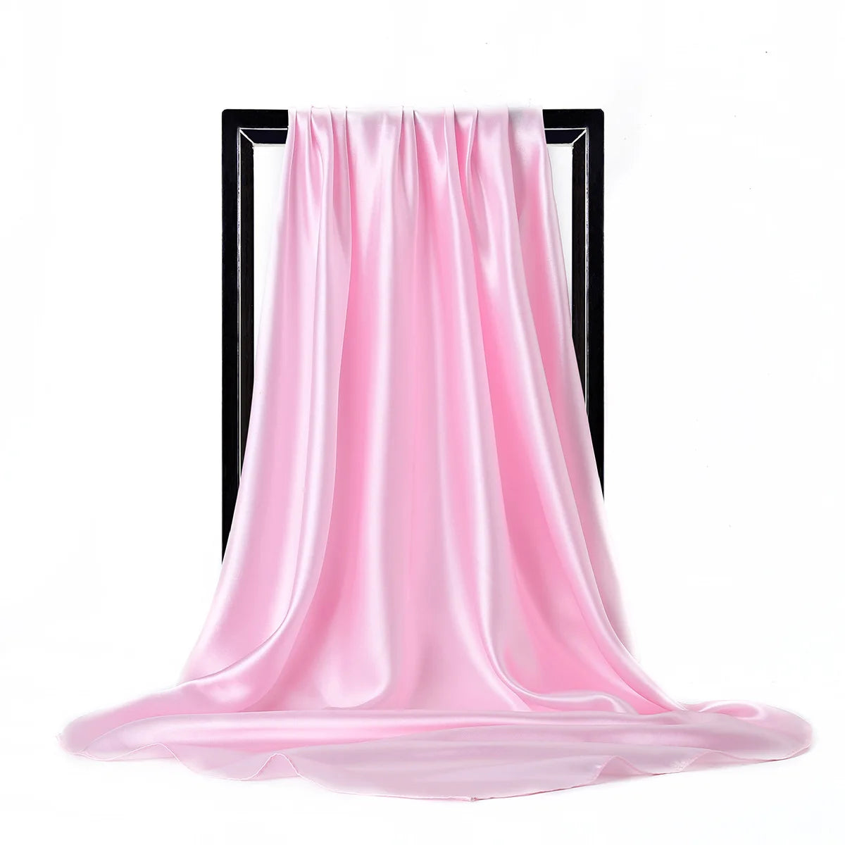 Luxury Silk Satin Scarf – Solid Color Hijab & Shawl Wrap, Elegant 90×90 cm Design