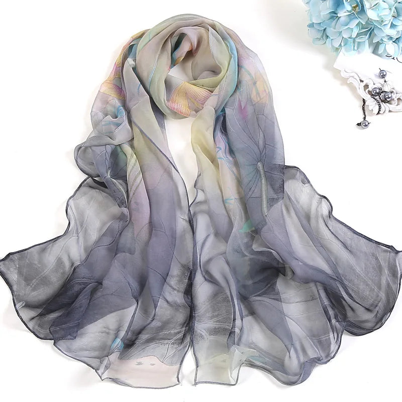 RUNMEIFA Floral Silk Scarf –  Long Beach Wrap for Summer & Spring Sunscreen Style