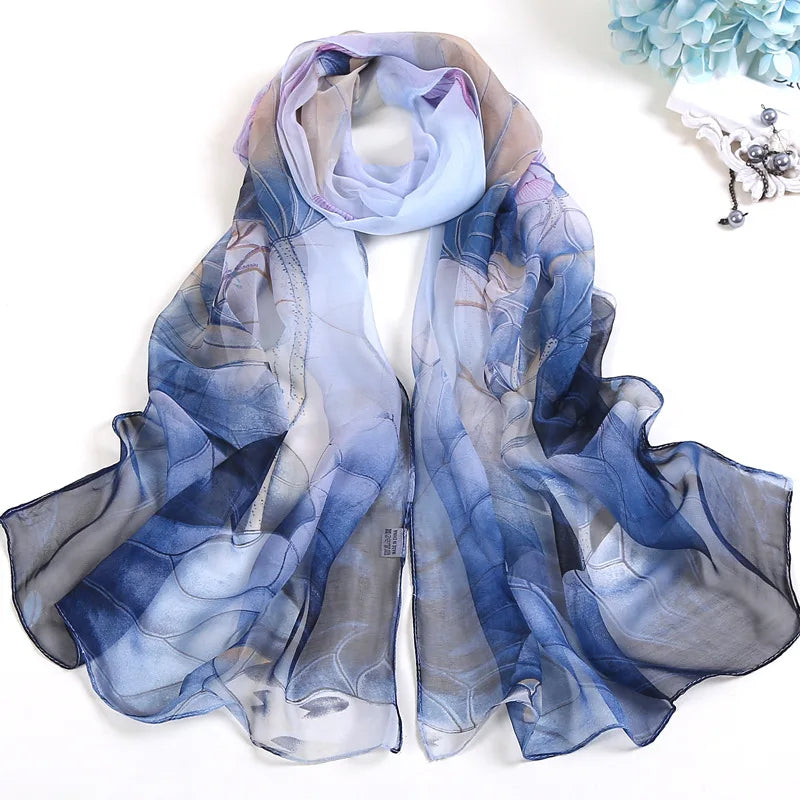 RUNMEIFA Floral Silk Scarf –  Long Beach Wrap for Summer & Spring Sunscreen Style