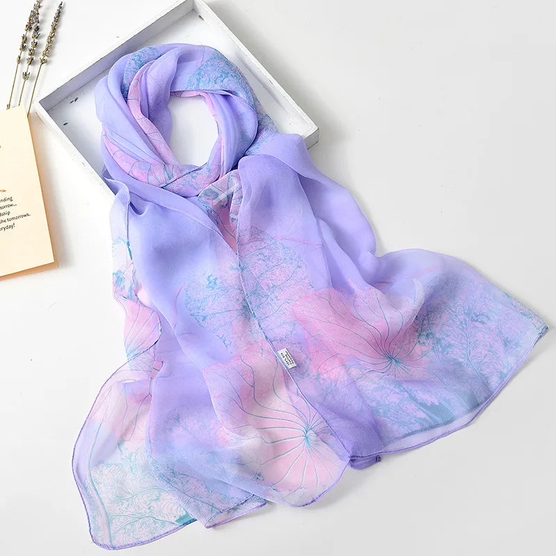 RUNMEIFA Floral Silk Scarf –  Long Beach Wrap for Summer & Spring Sunscreen Style