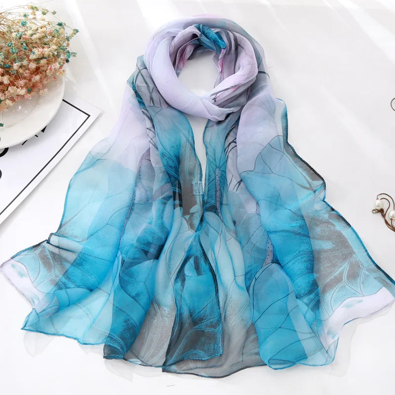 RUNMEIFA Floral Silk Scarf –  Long Beach Wrap for Summer & Spring Sunscreen Style
