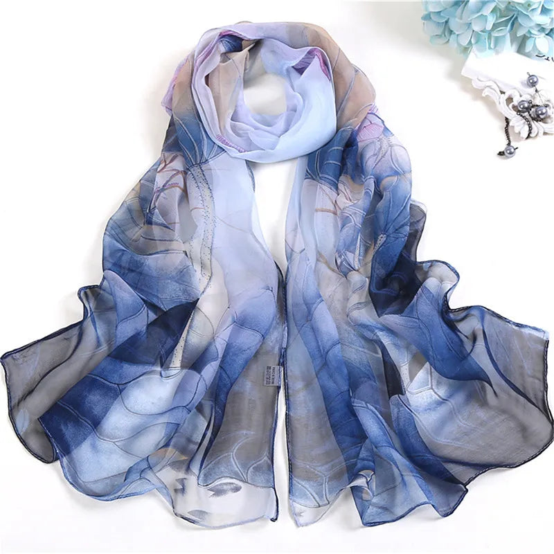 RUNMEIFA Floral Silk Scarf –  Long Beach Wrap for Summer & Spring Sunscreen Style