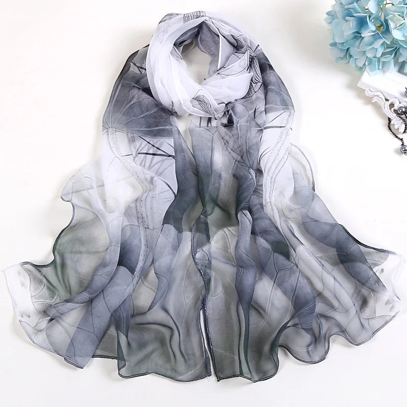RUNMEIFA Floral Silk Scarf –  Long Beach Wrap for Summer & Spring Sunscreen Style