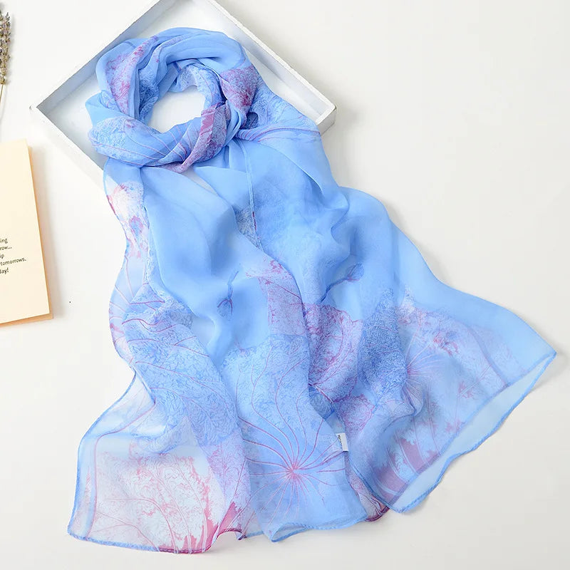 RUNMEIFA Floral Silk Scarf –  Long Beach Wrap for Summer & Spring Sunscreen Style