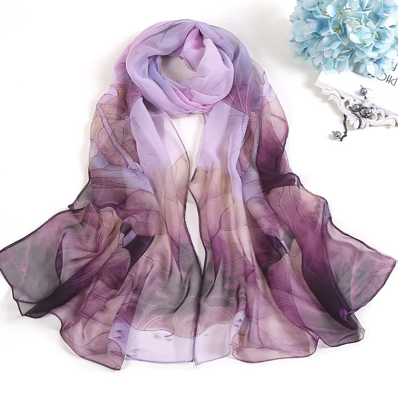 RUNMEIFA Floral Silk Scarf –  Long Beach Wrap for Summer & Spring Sunscreen Style