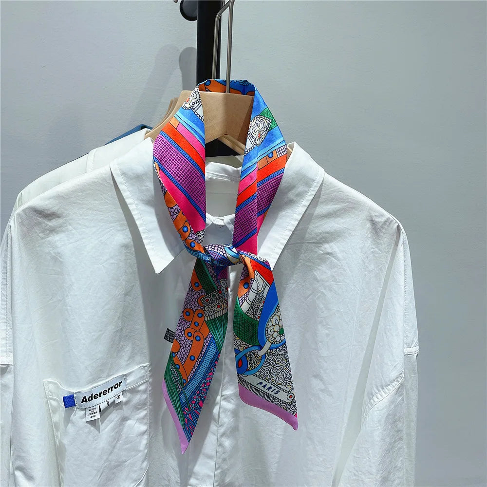 Gorgeous Saddle Print Silk Scarf – Elegant 2023 Designer Style for Hair, Bags & Neck