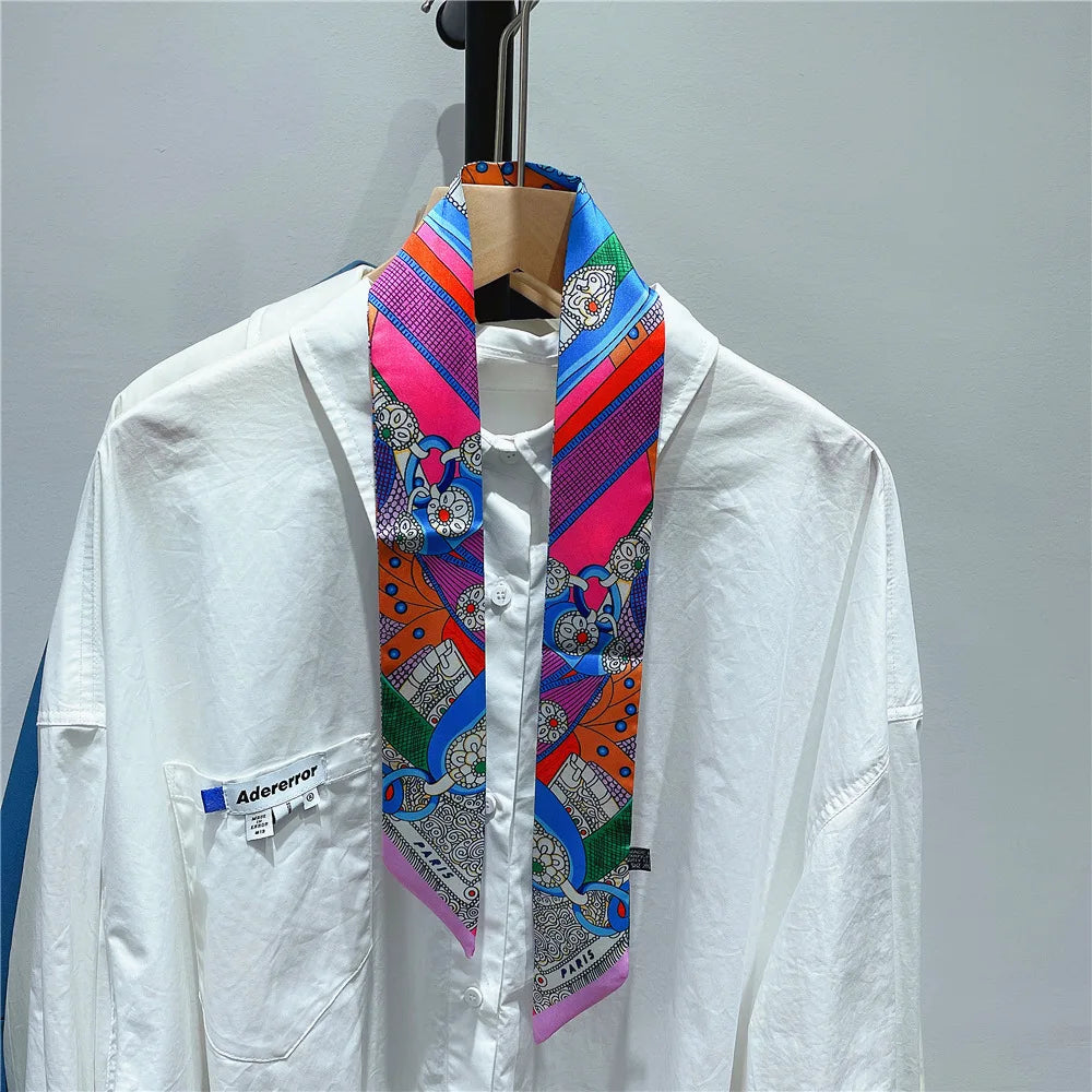 Gorgeous Saddle Print Silk Scarf – Elegant 2023 Designer Style for Hair, Bags & Neck