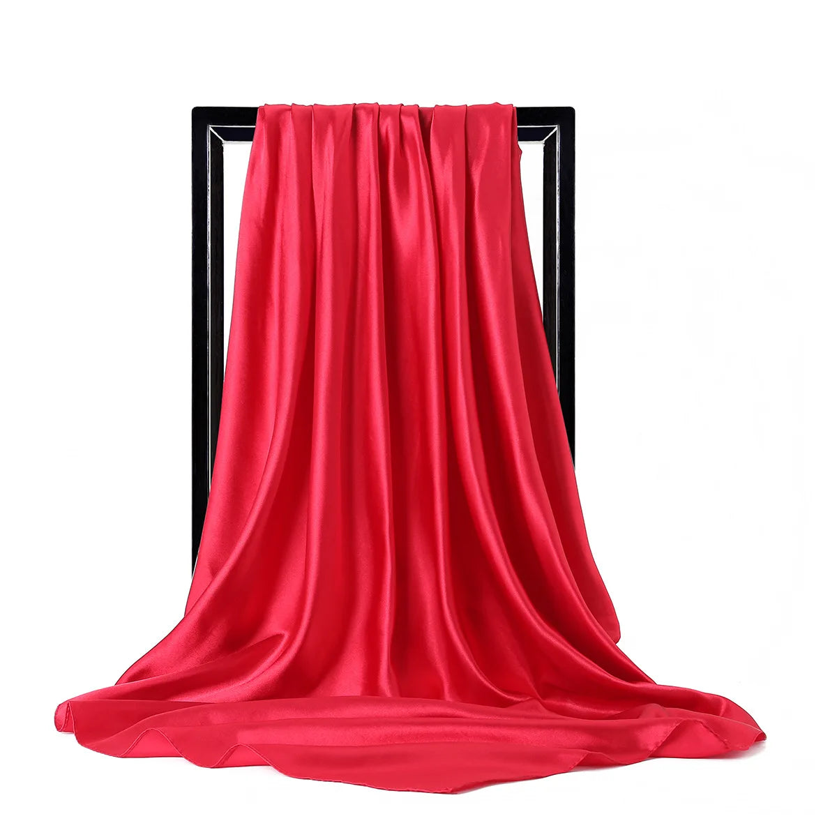 Luxury Silk Satin Scarf – Solid Color Hijab & Shawl Wrap, Elegant 90×90 cm Design