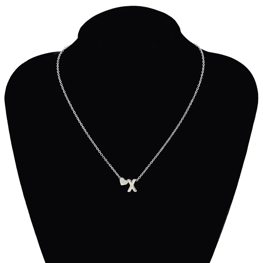 Tiny Heart Initial Necklace – Dainty Gold or Silver Letter Choker for Women