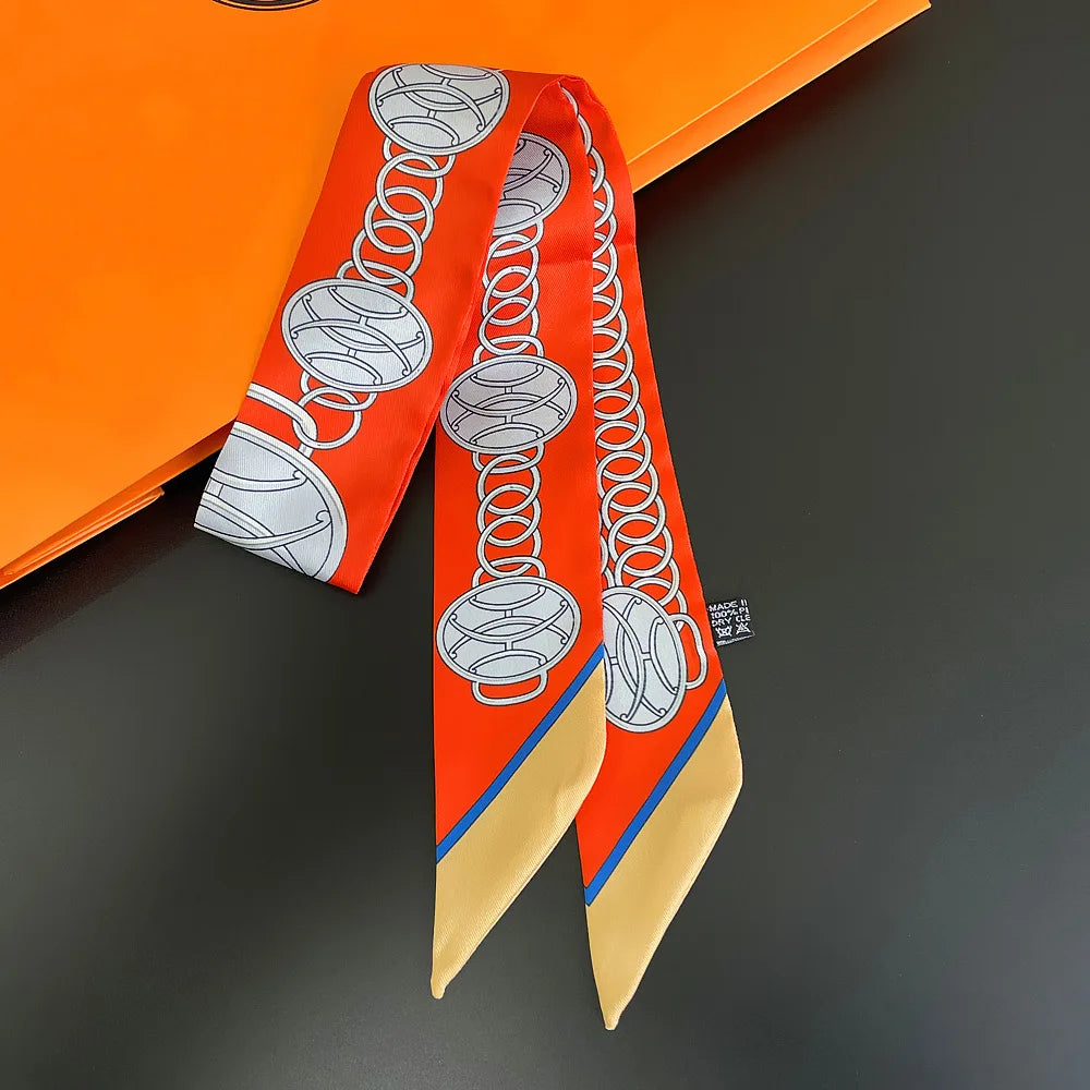 Gorgeous Saddle Print Silk Scarf – Elegant 2023 Designer Style for Hair, Bags & Neck