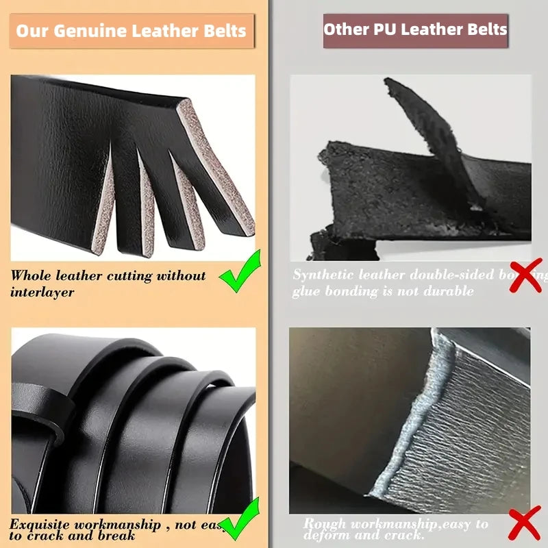 Skinny Genuine Leather Belt – Slim Adjustable Dress Waist Belt with Alloy Buckle