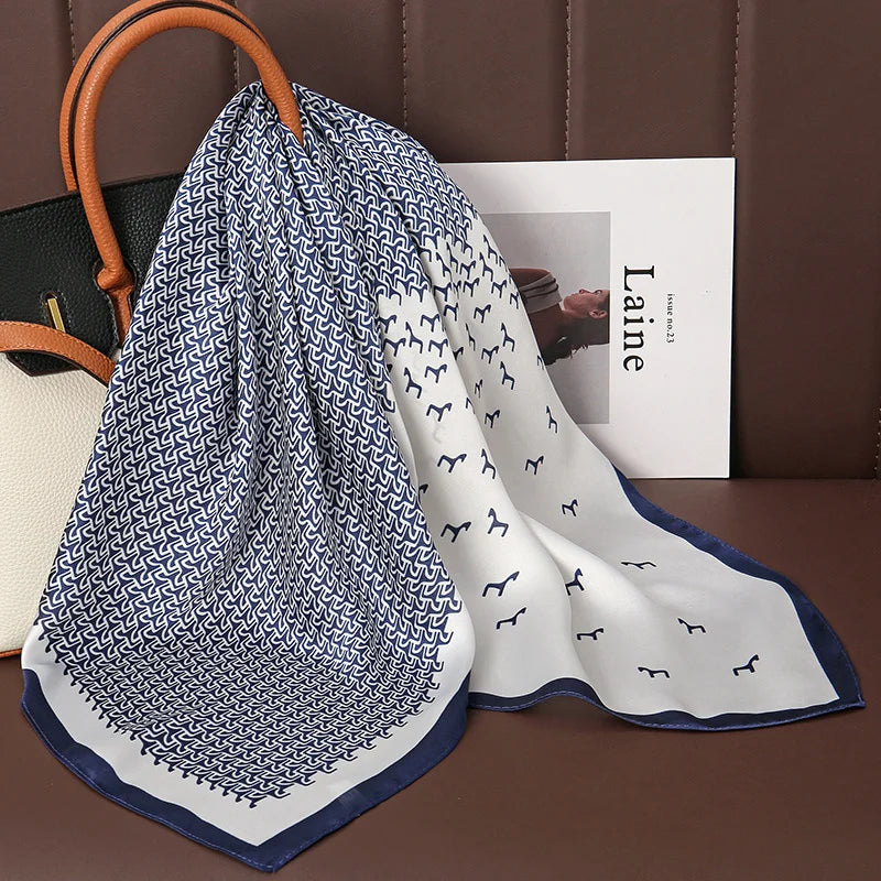 Luxury Silk Satin Scarf – 2023 Square Print Design for Women’s Hijab, Hair & Neck Styling