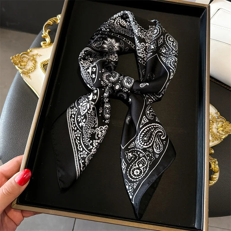 Floral Silk Hair Scarf – Elegant Spring Print Bandana for Hair, Neck & Head Styling