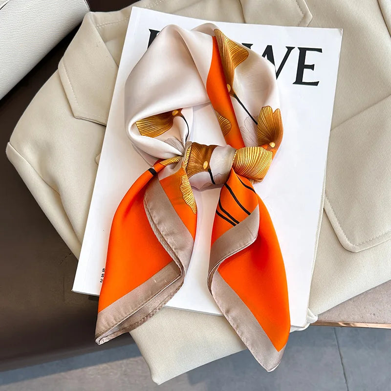 Printed Silk Scarf – Luxury Square Pashmina for Hair, Neck & Head Styling