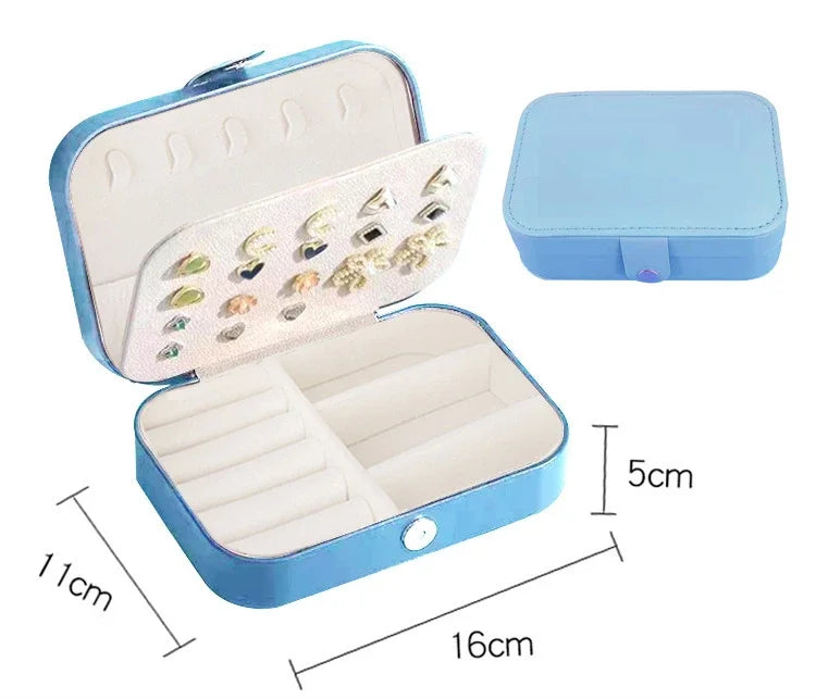 Portable Jewelry Box – Zipper Leather Travel Organizer for Earrings, Rings & Necklaces