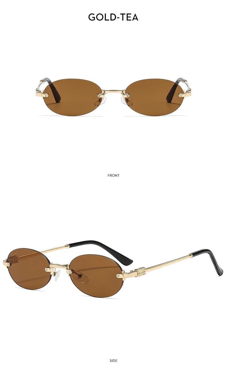 Frameless Oval Sunglasses – Luxury Summer Shades with UV Protection