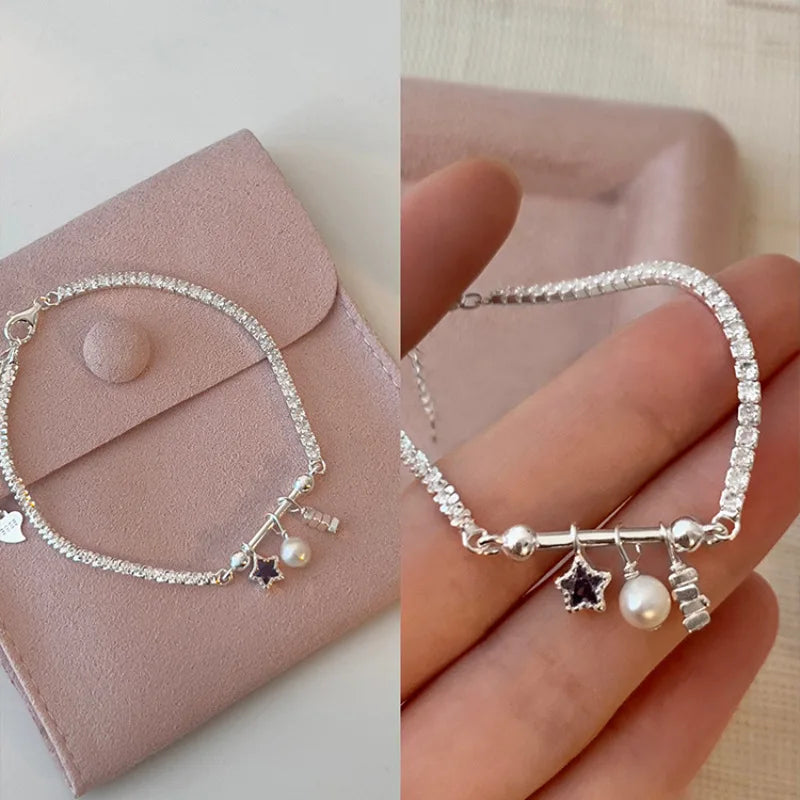 VENTFILLE 925 Silver Butterfly Bracelet – Cute Beaded String Design for Girls