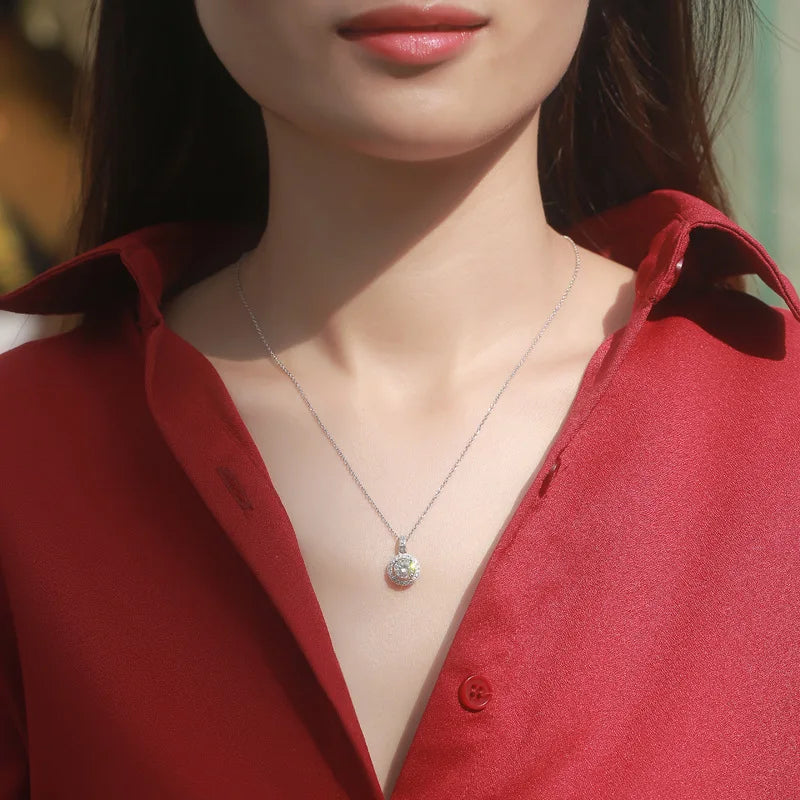 Classic 5 ct Moissanite Necklace – S925 Sterling Silver White Gold Plated Wedding Pendant