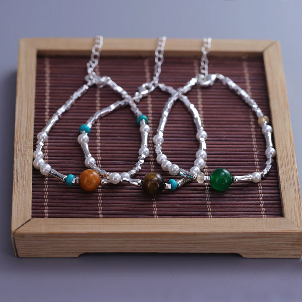 VENTFILLE 925 Silver Butterfly Bracelet – Cute Beaded String Design for Girls