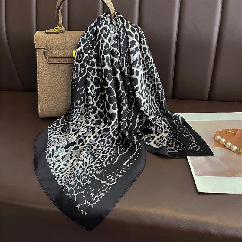 Luxury Silk Satin Scarf – 2023 Square Print Design for Women’s Hijab, Hair & Neck Styling