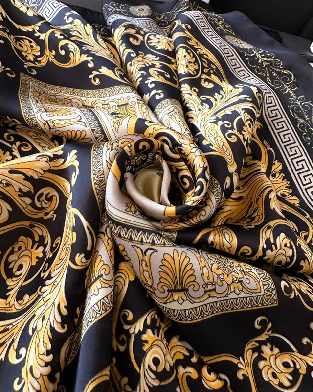 Printed Silk Scarf – Luxury Square Pashmina for Hair, Neck & Head Styling