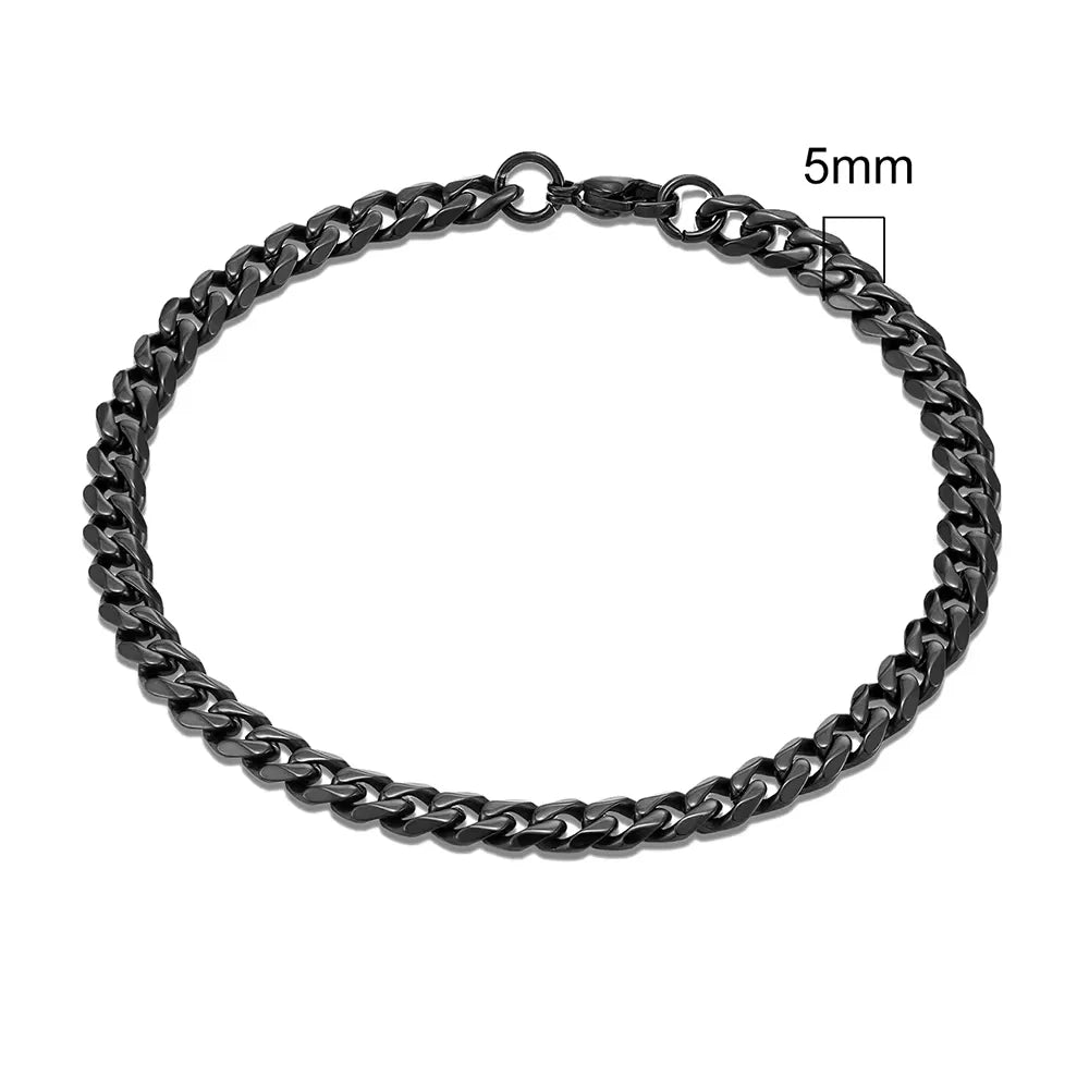 MKENDN Punk Cuban Link Bracelet – 3–11 mm Stainless Steel Biker Chain for Men & Women