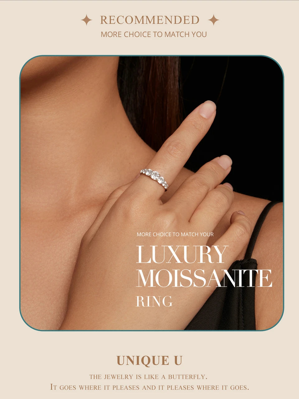 Bamoer Heart Moissanite Ring – D-Color VVS1 Lab Diamond in 925 Silver for Engagement or Wedding