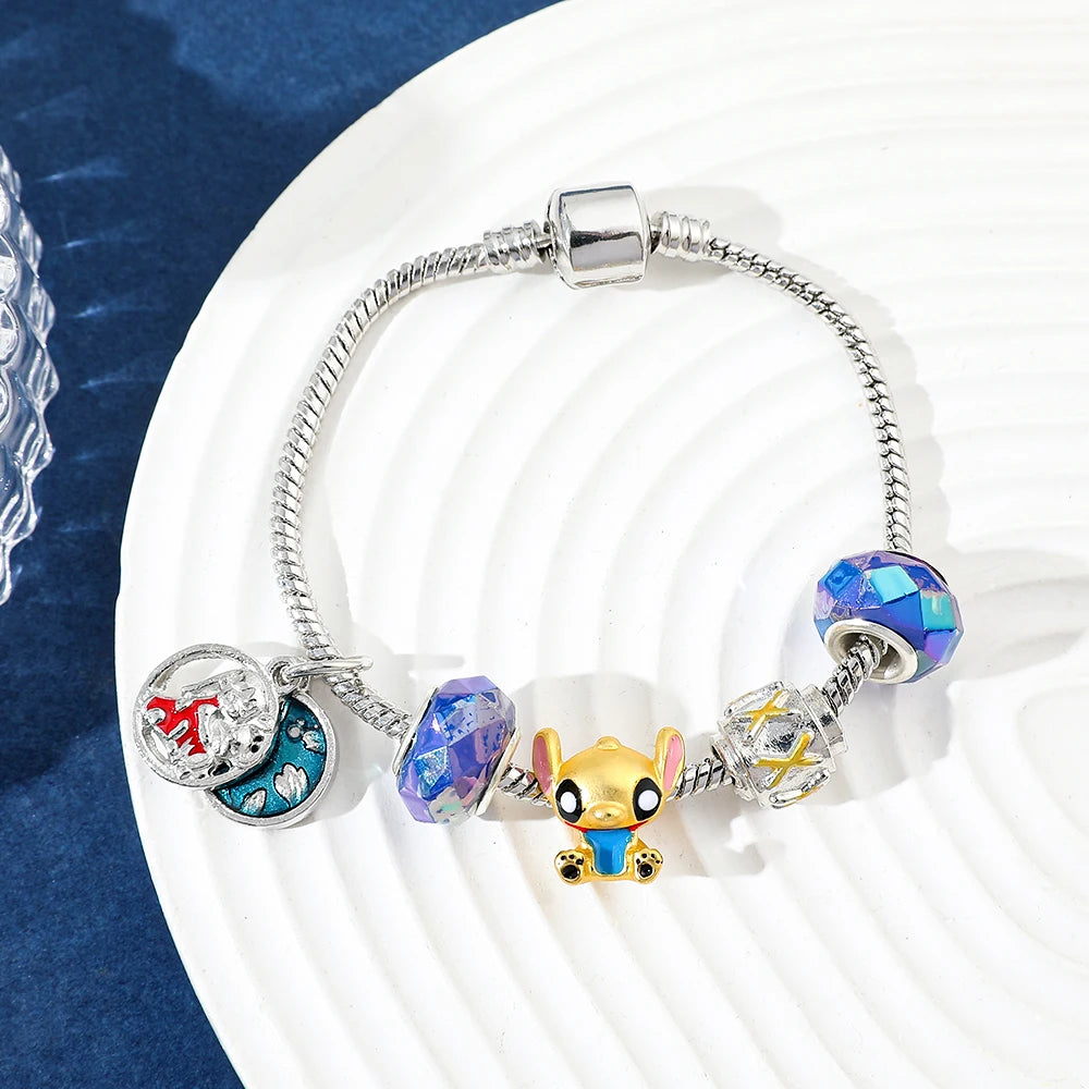 Disney Lilo & Stitch Beaded Bracelet – Cute Charm Bangle for Women & Kids