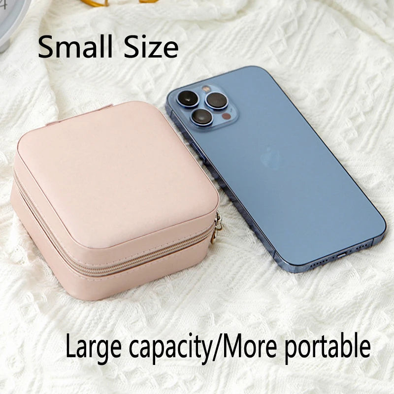 Single-Layer Travel Jewelry Box – Classic Leather Case in Black, White or Pink