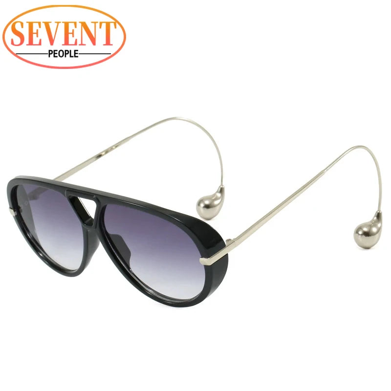 Oversized Oval Pilot Sunglasses – 2025 Luxury Metal Frame UV400 Vintage Shield Style