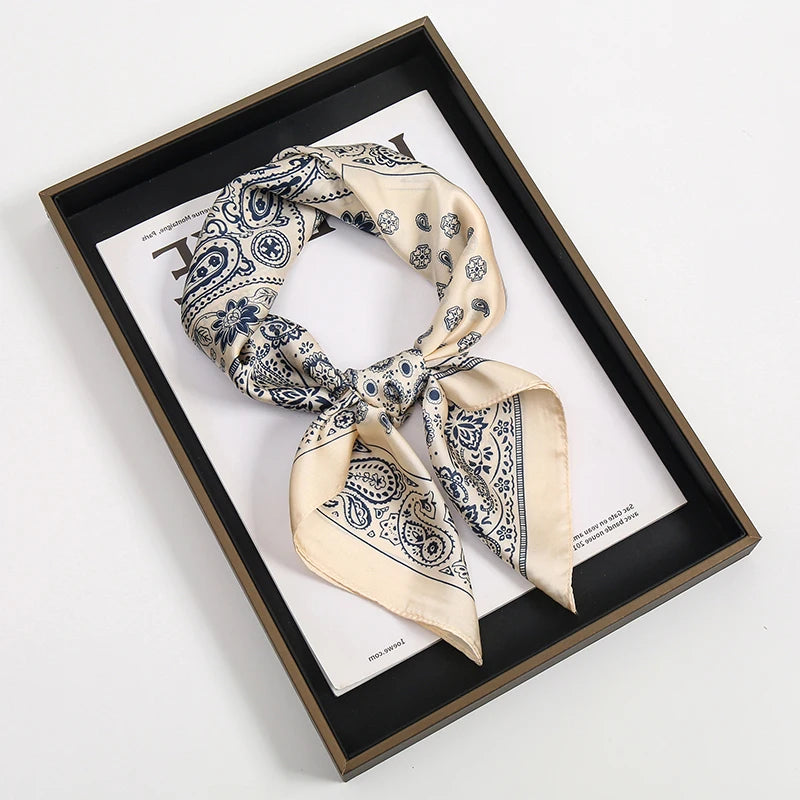 Luxury Square Silk Scarf – Elegant Satin Hijab & Headband Wrap for Women