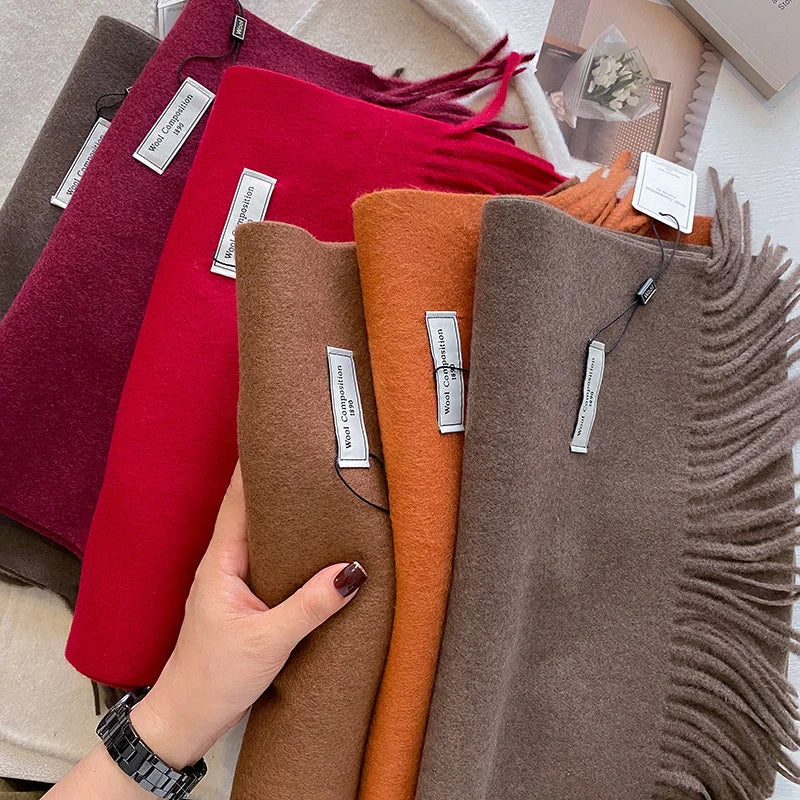 Luxury Winter Wool Scarf – Soft Cashmere Pashmina Shawl for Women, Thick & Warm 2024 Style