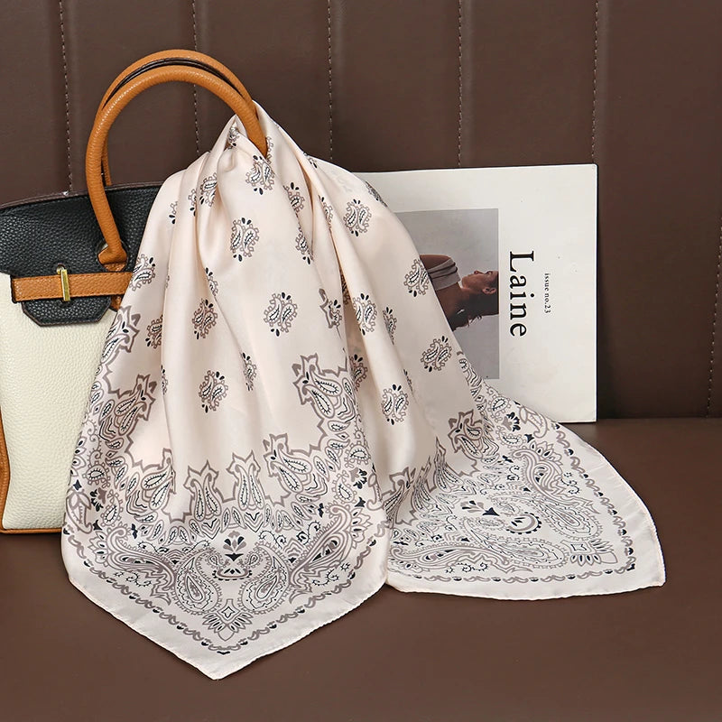 Floral Silk Hair Scarf – Elegant Spring Print Bandana for Hair, Neck & Head Styling