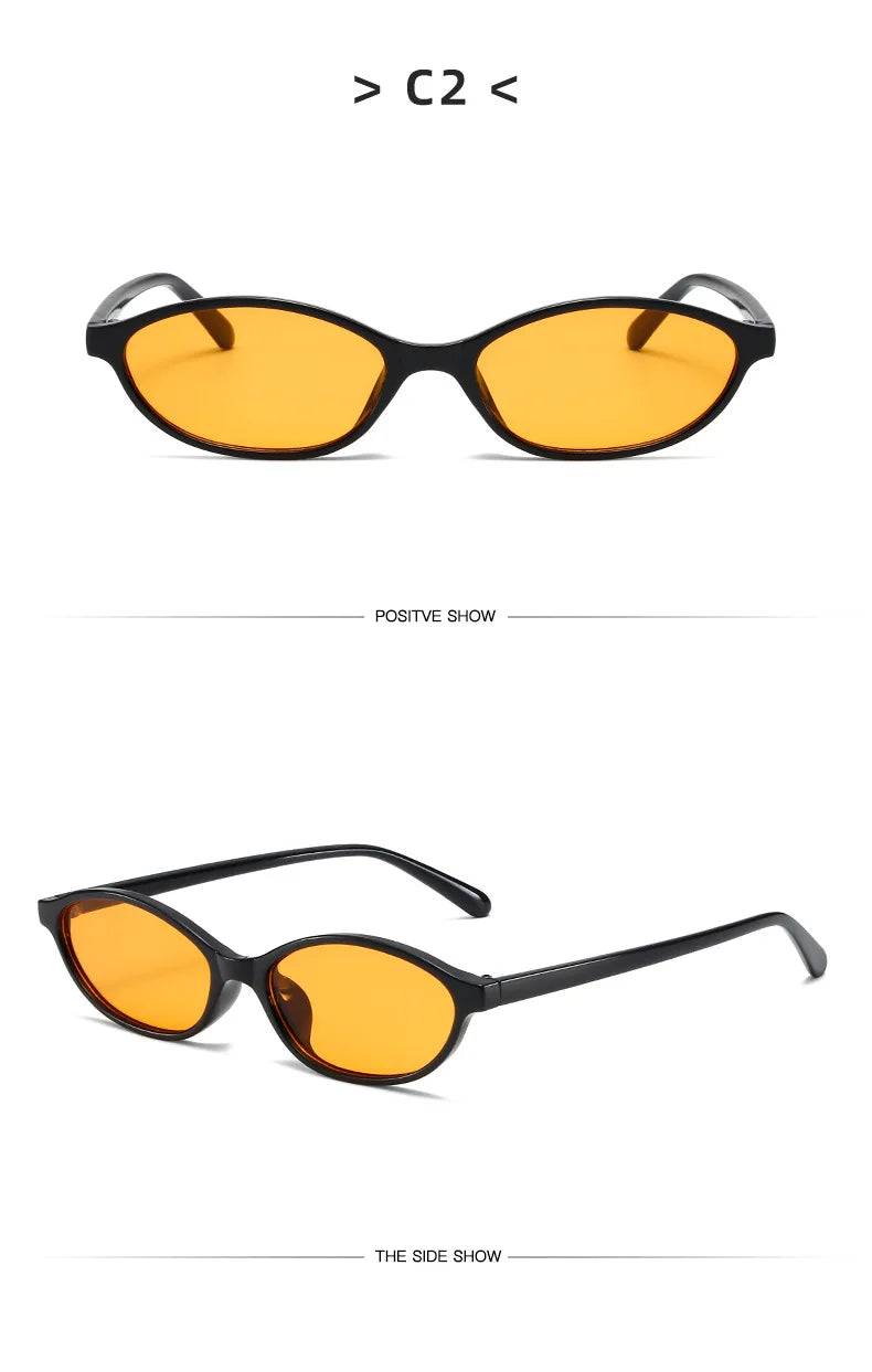 Retro Oval Sunglasses – Trendy Small Frame Cat Eye Design with Sun Protection