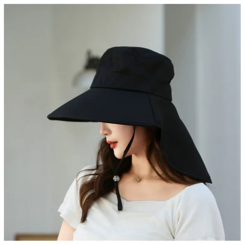 Women’s Wide-Brim Sun Bucket Hat – UPF 50+ Fishing & Safari Style with Neck Cover