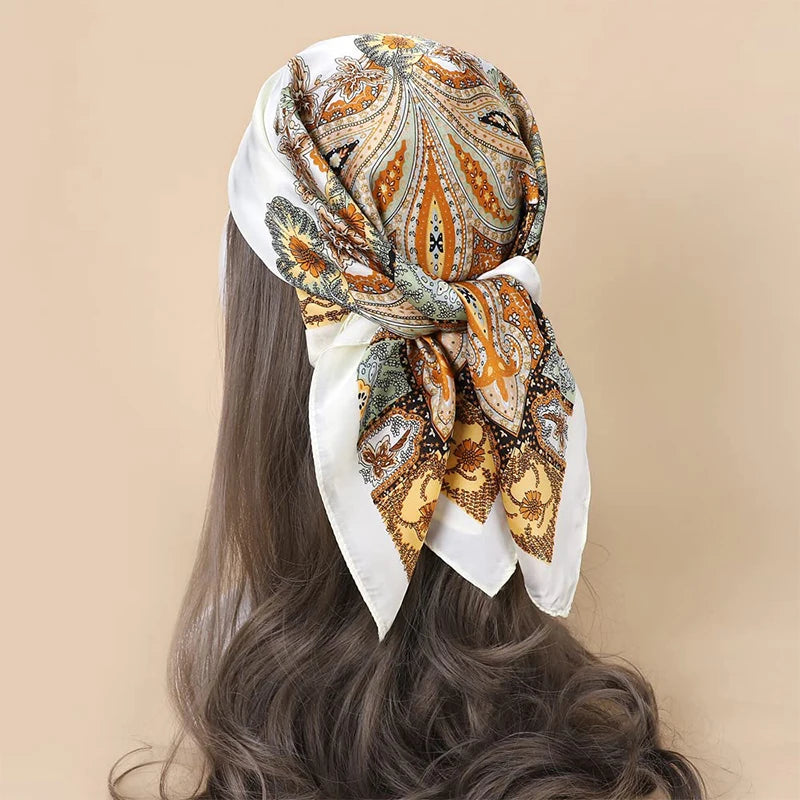 Floral Silk Hair Scarf – Elegant Spring Print Bandana for Hair, Neck & Head Styling