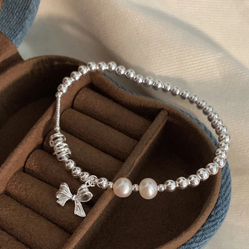 VENTFILLE 925 Silver Butterfly Bracelet – Cute Beaded String Design for Girls