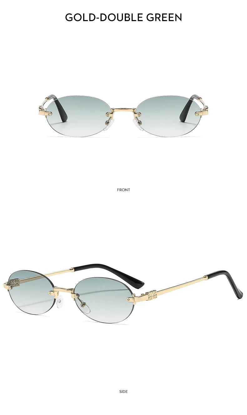 Frameless Oval Sunglasses – Luxury Summer Shades with UV Protection