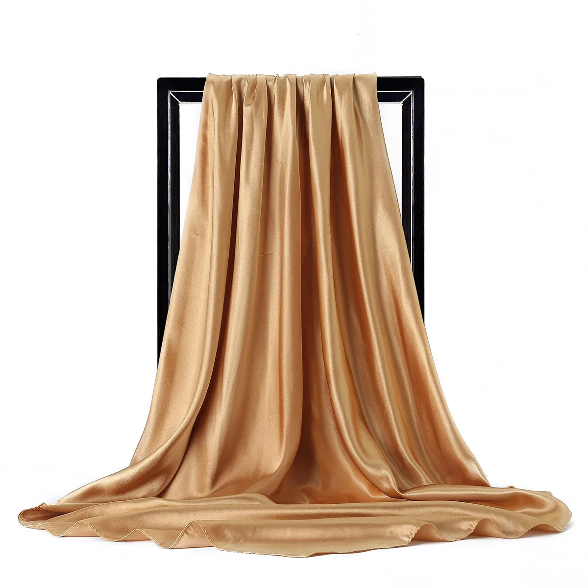 Luxury Silk Satin Scarf – Solid Color Hijab & Shawl Wrap, Elegant 90×90 cm Design