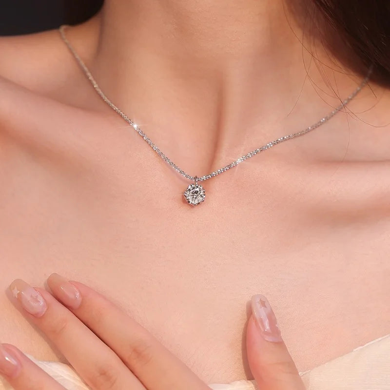 TEN CARATS S925 Moissanite Crown Necklace – VVS1 GRA-Certified Luxury Pendant for Women
