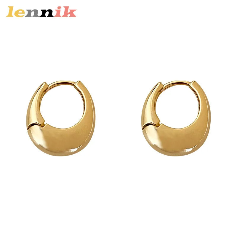 LENNIK Oval 3D Metal Earrings – Elegant, Versatile Design for Work or Casual Wear