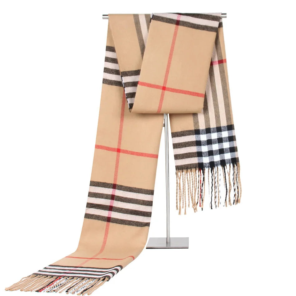 Imitation Cashmere Scarf – Warm Plaid Winter Shawl for Men & Women