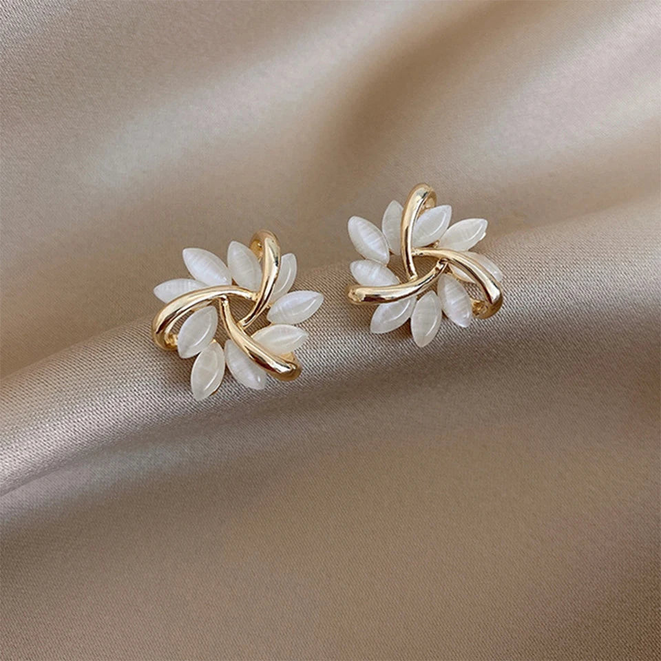 ZAKOL Crystal Flower Earrings – Sweet Korean-Style Gold Sparkle for Women & Girls