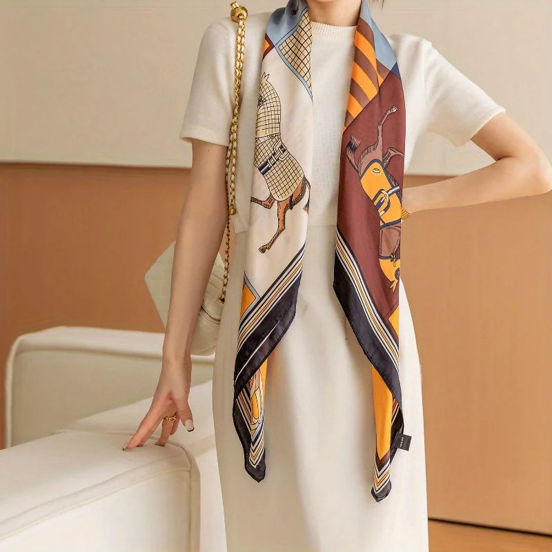 Luxury Silk Square Scarf – Elegant Satin Shawl & Headband Wrap for Women