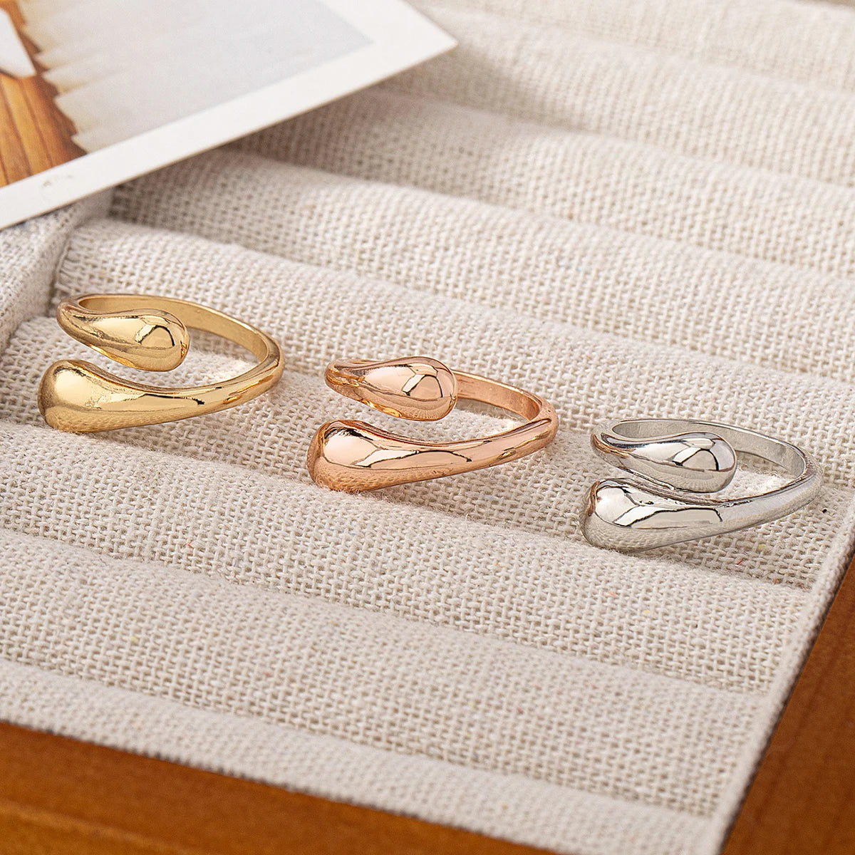 Simple Water Drop Open Ring – Minimalist Daily & Vacation Jewelry for Women