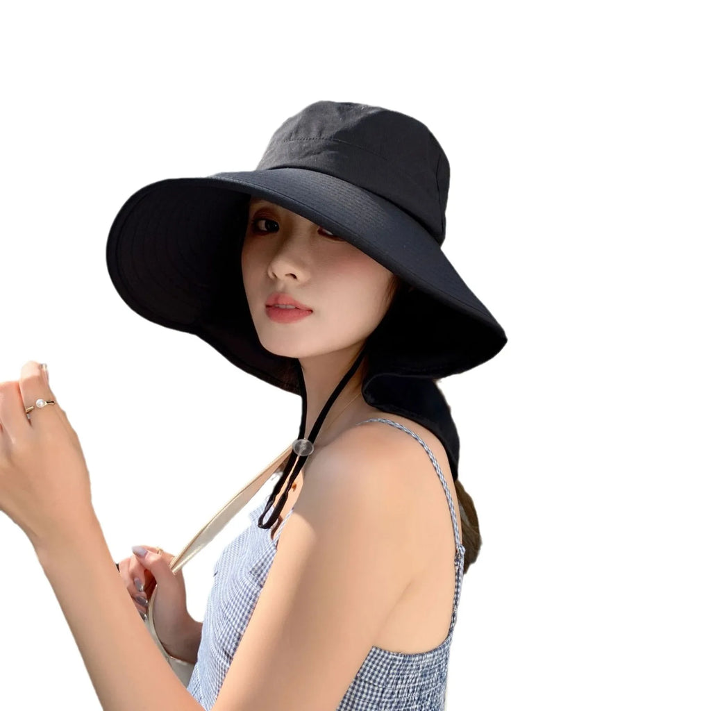 Women’s Wide-Brim Sun Bucket Hat – UPF 50+ Fishing & Safari Style with Neck Cover